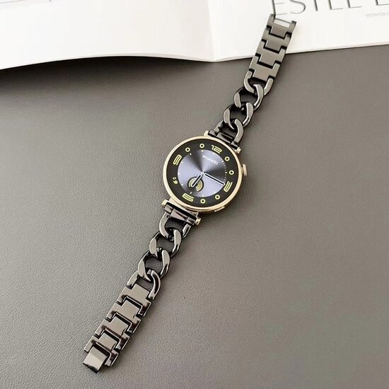 Garmin Venu 3s / Vivoactive 4s / Venu 2s / Vivomove 3s / Forerunner 255s - Metalen ketting band - Zwart