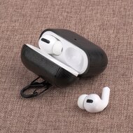 AirPods Pro / AirPods Pro 2 lederen hoesje Pro Leather series - Met bevestigingsclip - Zwart