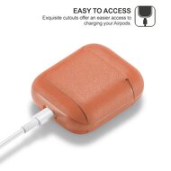 AirPods 1/2 hoesje Genuine Leather Series - hard case - roze