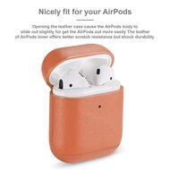 AirPods 1/2 hoesje Genuine Leather Series - hard case - roze