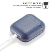 AirPods 1/2 hoesje Genuine Leather Series - hard case - blauw