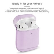 AirPods 1/2 hoesje Genuine Leather Series - hard case - licht paars