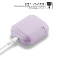 AirPods 1/2 hoesje Genuine Leather Series - hard case - licht paars