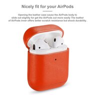 AirPods 1/2 hoesje Genuine Leather Series - hard case - oranje