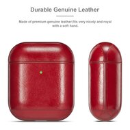 AirPods 1/2 hoesje Genuine Leather Series - hard case - rood