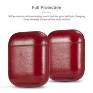 AirPods 1/2 hoesje Genuine Leather Series - hard case - rood