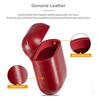 AirPods 1/2 hoesje Genuine Leather Series - hard case - rood