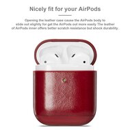 AirPods 1/2 hoesje Genuine Leather Series - hard case - rood