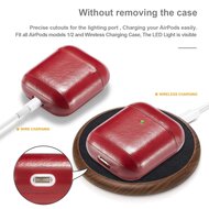 AirPods 1/2 hoesje Genuine Leather Series - hard case - rood