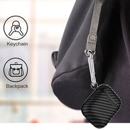 AirPods carbon fiber hoesje voor AirPods 1/2 - Coffee + handige clip