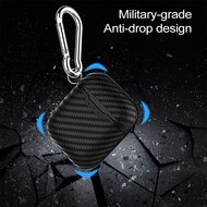 AirPods carbon fiber hoesje voor AirPods 1/2 - Coffee + handige clip