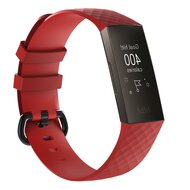 Fitbit Charge 3 & 4 siliconen diamant pattern bandje - Maat: Large - Rood