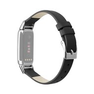 Fitbit Luxe - Leren bandje - Maat: Small - Zwart