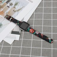 Fitbit Versa 3/4 &amp; Sense 1/2 leren bandje - Bloemenprint