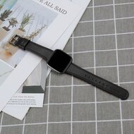 Fitbit Versa 3/4 &amp; Sense 1/2 leren bandje - Zwart