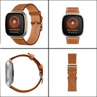 Fitbit Versa 3/4 &amp; Sense 1/2 leren bandje - Zwart