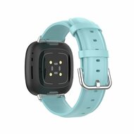 Fitbit Versa 3/4 &amp; Sense 1/2 leren bandje - Lichtblauw
