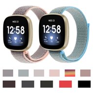 Fitbit Versa 3 &amp; Sense 1  - Sport loop nylon bandje - Grijs gem&ecirc;leerd met blauw