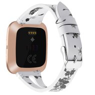 Fitbit Versa 1 / 2 &amp; Lite bandje TPU leer - Bloemenprint wit