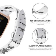 Fitbit Versa 1 / 2 &amp; Lite bandje TPU leer - Bloemenprint wit