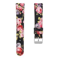Fitbit Versa 1 / 2 &amp; Lite leren bandje - Bloemenprint roze