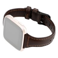 Fitbit Versa 1 / 2 &amp; Lite Lederen bandje - Donkerbruin