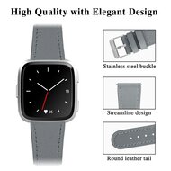 Fitbit Versa 1 / 2 &amp; Lite leren bandje - Grijs