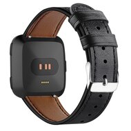 Fitbit Versa 1 / 2 &amp; Lite leren bandje - Zwart