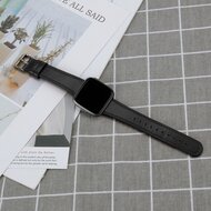 Fitbit Versa 1 / 2 &amp; Lite leren bandje - Zwart