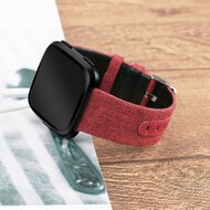 Fitbit Versa 1 / 2 &amp; Lite Canvas denim nylon bandje - Rood