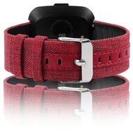 Fitbit Versa 1 / 2 &amp; Lite Canvas denim nylon bandje - Rood
