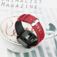 Fitbit Versa 1 / 2 &amp; Lite Canvas denim nylon bandje - Rood
