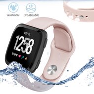 Fitbit Versa 1 / 2 &amp; Lite siliconen bandje - Maat: Large - Zand roze