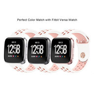 Fitbit Versa 1 / 2 &amp; Lite sportbandje - Maat: Large - Wit + Roze