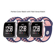 Fitbit Versa 1 / 2 &amp; Lite sportbandje - Maat: Large - Blauw + Roze