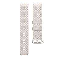 Fitbit Charge 3 &amp; 4 siliconen diamant pattern bandje - Maat: Small - Champagne goud