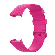 Fitbit Charge 3 &amp; 4 siliconen diamant pattern bandje - Maat: Small - Roze