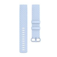 Fitbit Charge 3 &amp; 4 siliconen diamant pattern bandje - Maat: Large - Lichtblauw