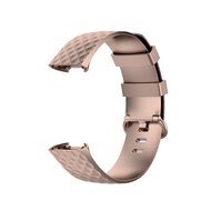 Fitbit Charge 3 &amp; 4 siliconen diamant pattern bandje - Maat: Large - Ros&eacute; goud