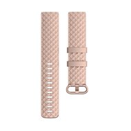 Fitbit Charge 3 &amp; 4 siliconen diamant pattern bandje - Maat: Large - Ros&eacute; goud