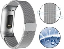 Fitbit Charge 3 &amp; 4 milanese bandje - Maat: Large - Zilver