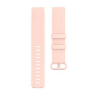 Fitbit Charge 3 &amp; 4 siliconen diamant pattern bandje - Maat: Large - licht roze