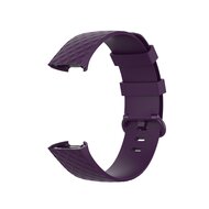 Fitbit Charge 3 &amp; 4 siliconen diamant pattern bandje - Maat: Large - Donker paars
