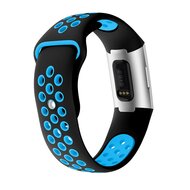 Fitbit Charge 3 &amp; 4 siliconen DOT bandje - Blauw / Zwart Maat: Small