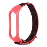 Nylon Geweven Bandje Xiaomi Mi Band 3 / 4 / 5 / 6 / 7 - Roze / Zwart