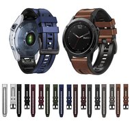 leer + siliconen bandje - Bordeaux - Garmin Fenix 7X / 6X / 5X