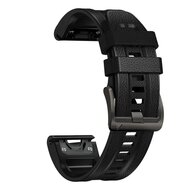 leer + siliconen bandje - Zwart - Garmin Fenix 7X / 6X / 5X
