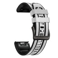 leer + siliconen bandje - Wit - Garmin Fenix 7X / 6X / 5X
