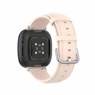 Fitbit Versa 3/4 &amp; Sense 1/2 leren bandje - Lichtroze