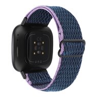 Fitbit Versa 3/4 &amp; Sense 1/2 Nylon loop bandje - Donkerblauw met paars